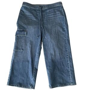 Chico's Pull On Wide Leg Utility Crop Jean Medium Wash Size 2.5 (US Size 14) NWT